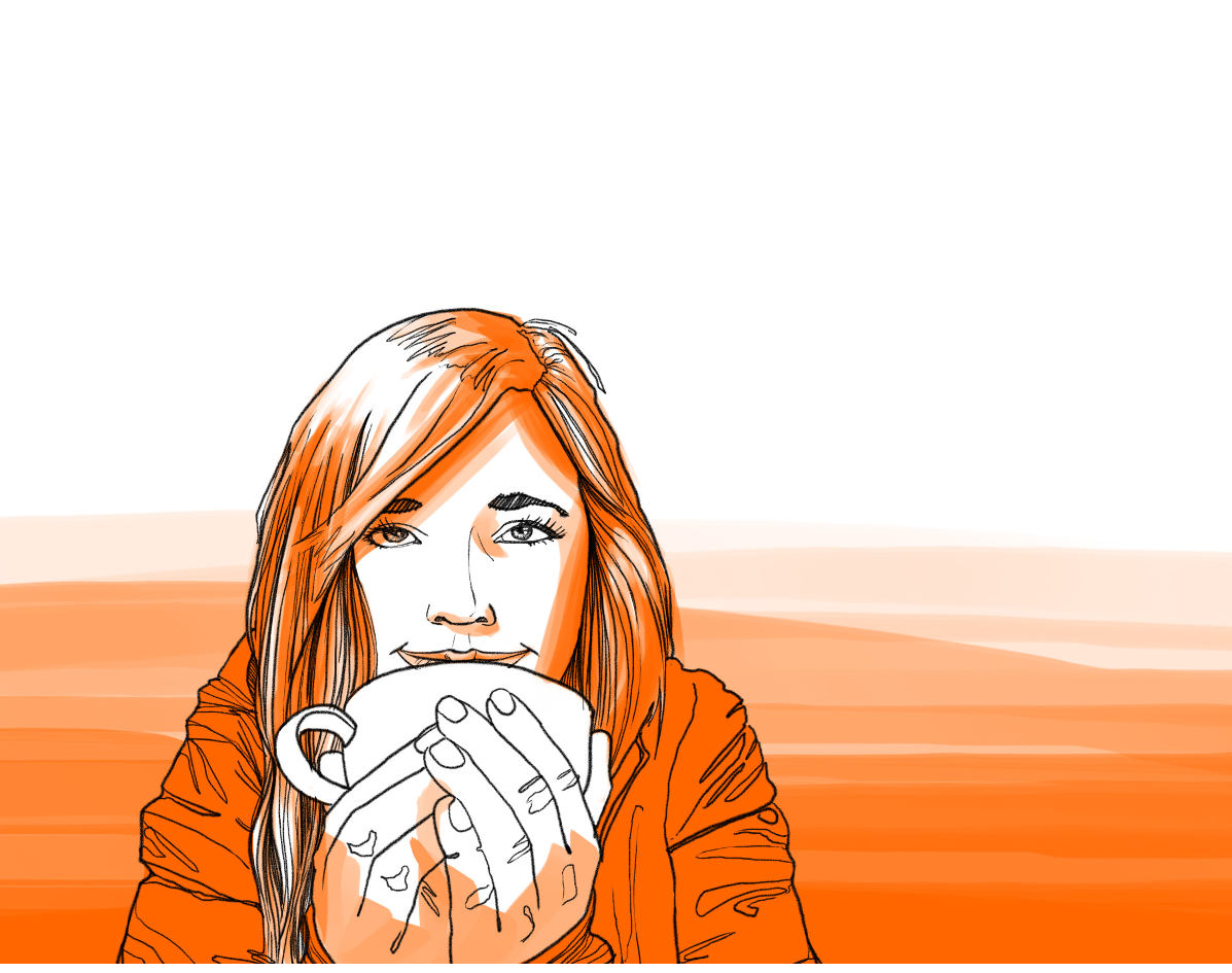 Frau mit Tasse in der Hand